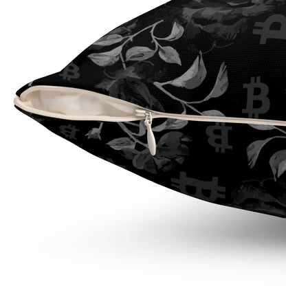 Black Stack Roses Square Pillow