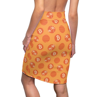 Tropical Orange Bitcoin Women's Pencil Skirt