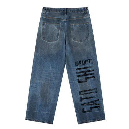 Satoshi Nakamoto Flip Vintage Wash Baggy Denim Jeans