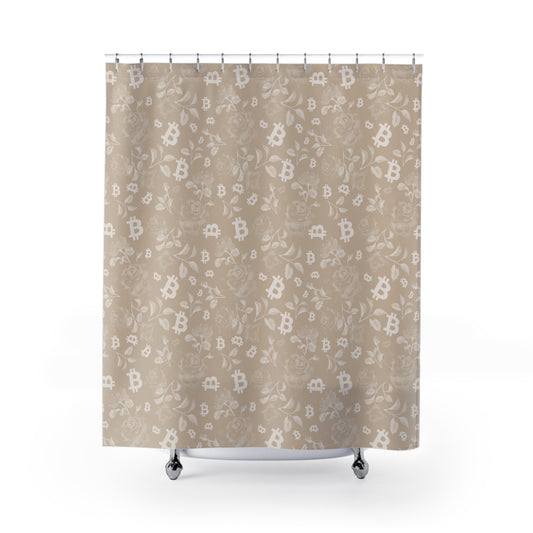 Stack Sandy Roses Bitcoin Shower Curtains