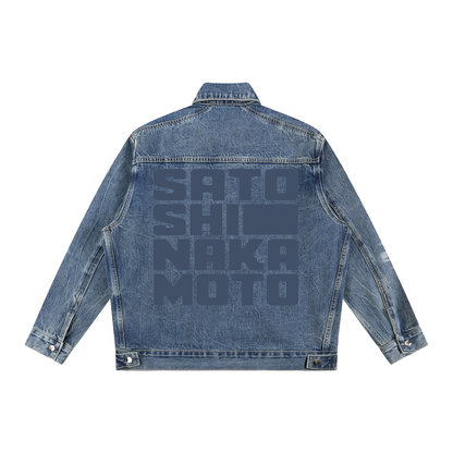 Satoshi Nakamoto Cubed Stealth Vintage Wash Zip Up Denim Jacket