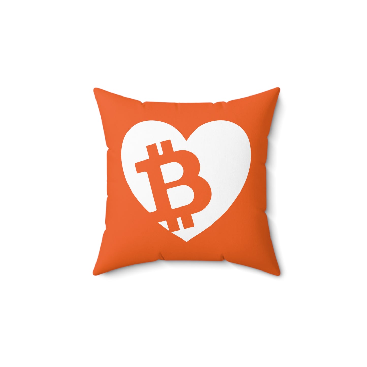 Bitcoin Pocket Heart Orange Square Pillow