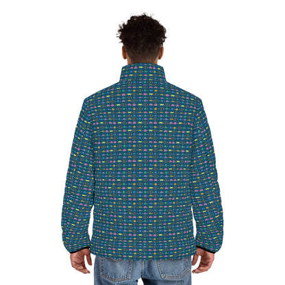 Bitcoin Retro Video Game Men's Puffer Jacket