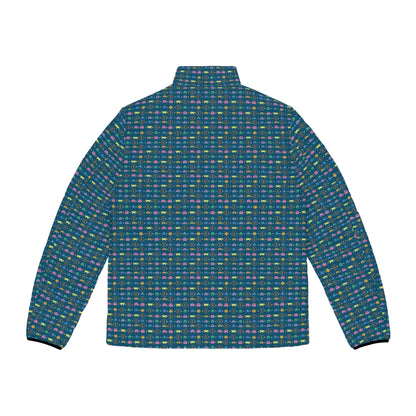Bitcoin Retro Video Game Men's Puffer Jacket
