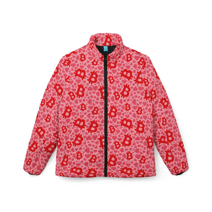 Itty Bitty Bitcoin and Hearts Women’s Puffer Jacket