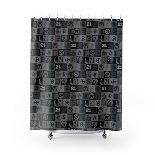 Black Bitcoin Journey Shower Curtains