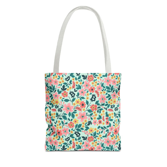 Green Floral Spring Bitcoin Tote Bag