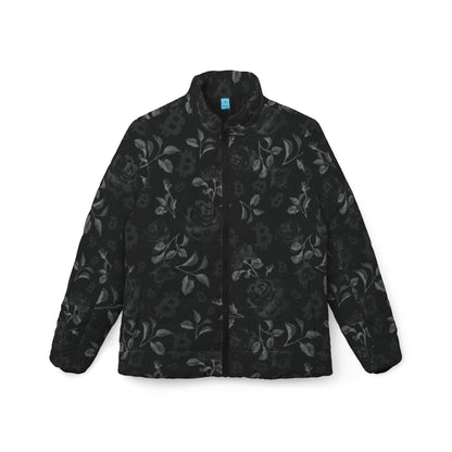 Black Stack Roses Bitcoin Women’s Puffer Jacket