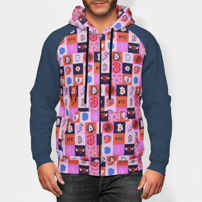 Bitcoin Love Patchwork Zip Hoodie