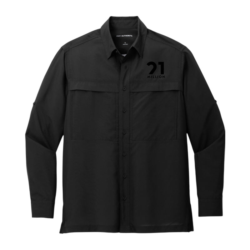 21 Mill Emblem Men's Long Sleeve Collared UV Shirt