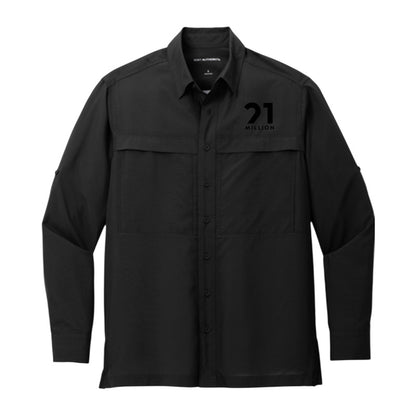 21 Mill Emblem Men's Long Sleeve Collared UV Shirt