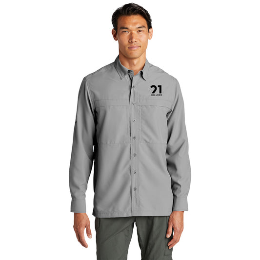 21 Mill Emblem Men's Long Sleeve Collared UV Shirt