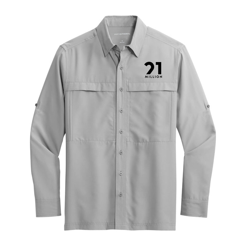 21 Mill Emblem Men's Long Sleeve Collared UV Shirt