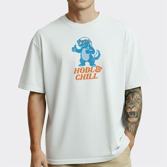HODL & Chill Honey Badger Heavyweight Bitcoin T-Shirt
