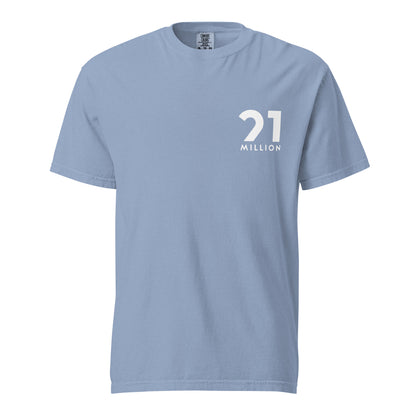 Light blue t-shirt with '21 Million' logo on a white background