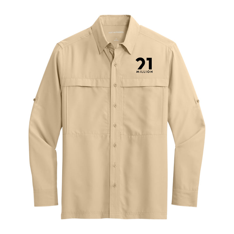 21 Mill Emblem Men's Long Sleeve Collared UV Shirt