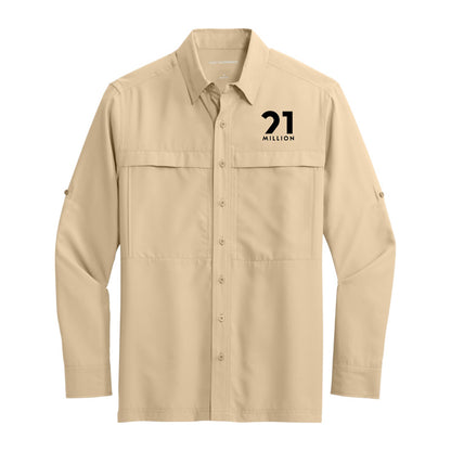 21 Mill Emblem Men's Long Sleeve Collared UV Shirt
