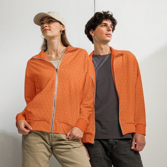 Orange Bitcoin Unisex Track Zip Up Jacket
