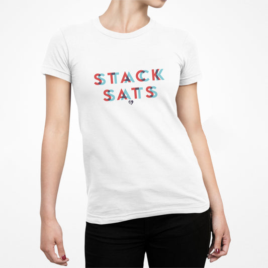 '3D Glasses Stack Sats' Bitcoin Slim Fit T-Shirt