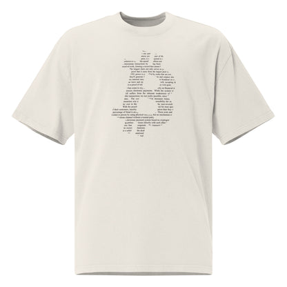 Beige t-shirt with bitcoin whitepaper printed text on a white background