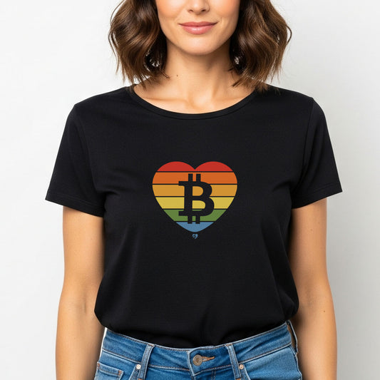 Rainbow Heart Bitcoin OG Women’s Organic T-Shirt