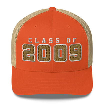 Orange cap with 'Class of 2009' text on a white background