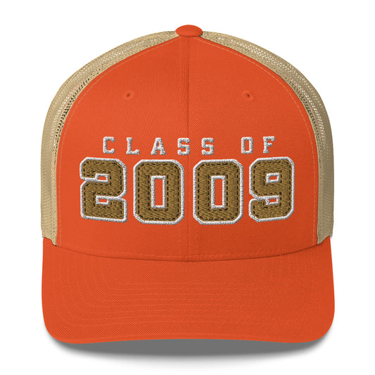 Orange cap with 'Class of 2009' text on a white background
