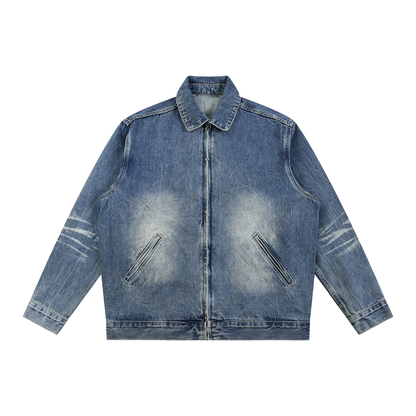 Satoshi Nakamoto Cubed Stealth Vintage Wash Zip Up Denim Jacket