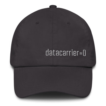 Black cap with 'datacarrier=0' text on a white background