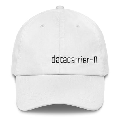 White cap with 'datacarrier=0' text on a white background