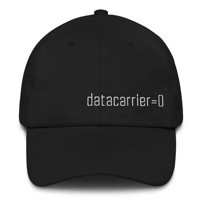 Black cap with 'datacarrier=0' text on a white background