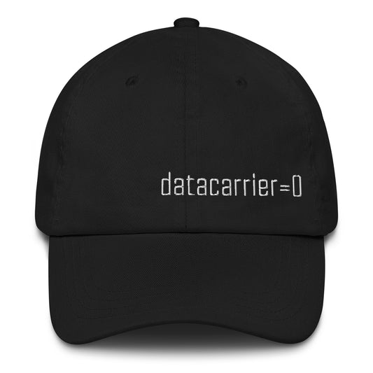 Black cap with 'datacarrier=0' text on a white background