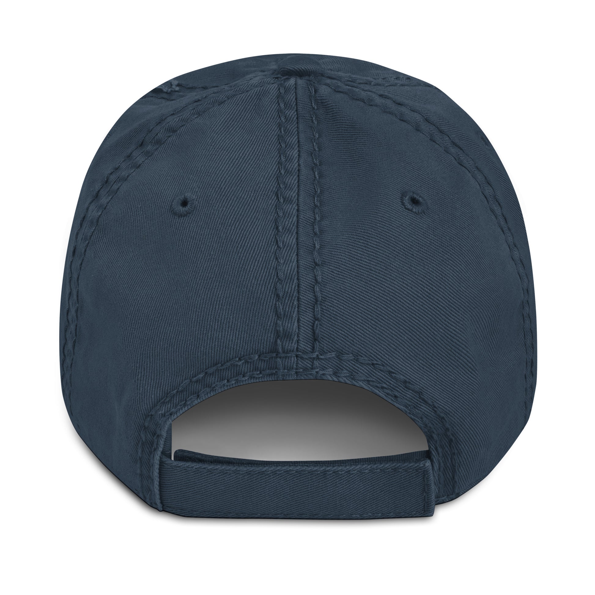 Navy blue cap back view on a white background