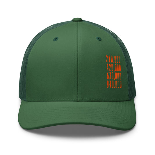 Green cap with orange halving block heights text on a white background
