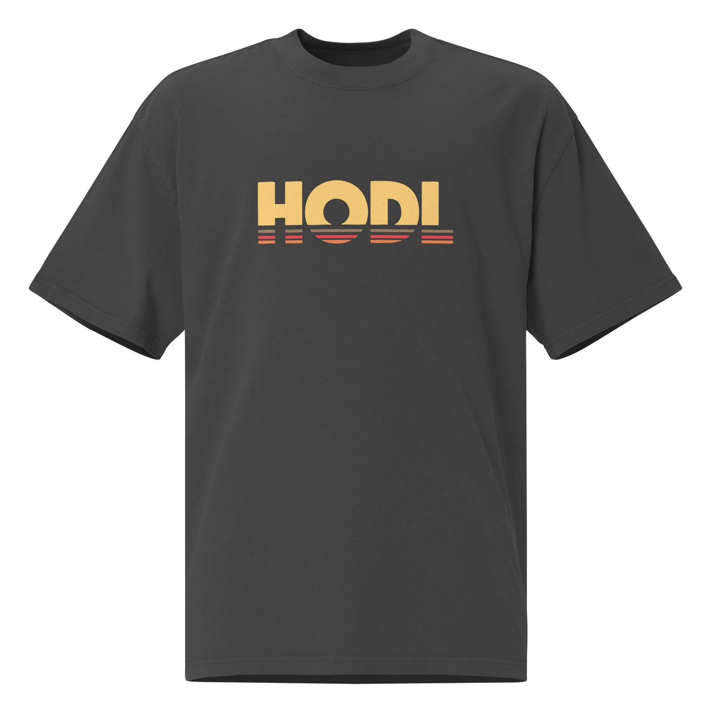 Black t-shirt with 'HODL' printed on a white background