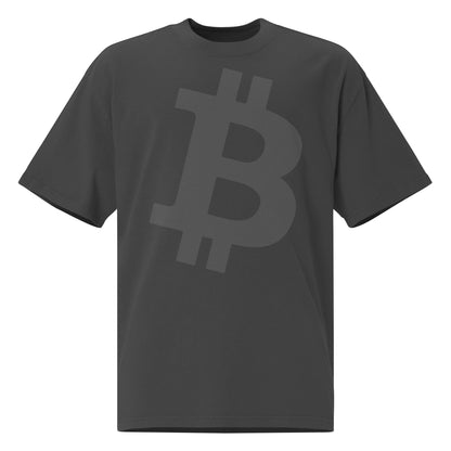 Black t-shirt with Bitcoin symbol on a white background