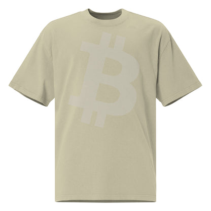 Beige t-shirt with Bitcoin symbol on a white background