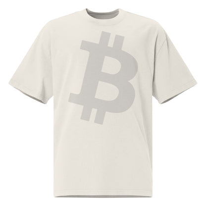 White t-shirt with Bitcoin symbol on a white background