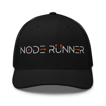 Black cap with 'Node Runner' logo on a white background