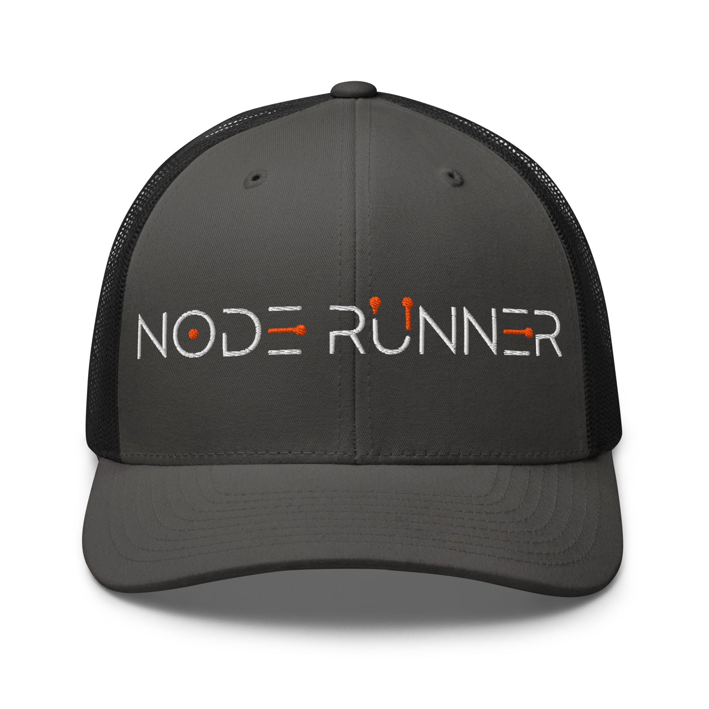 grey cap with 'NODE RUNNER' logo on a white background